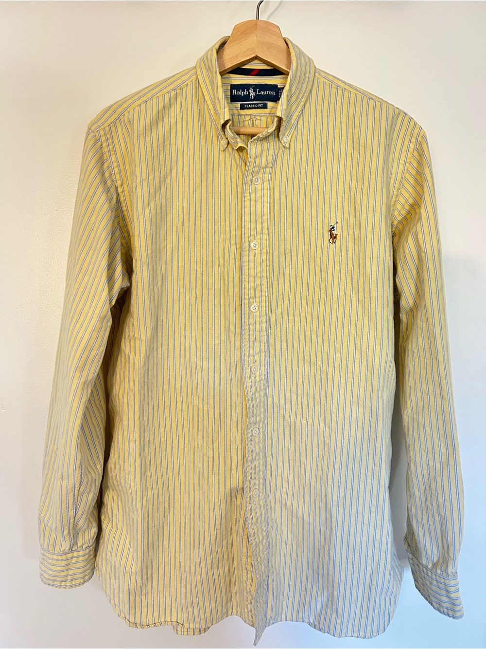 Ralph Lauren Yellow and Blue Striped Button-Down Shirt